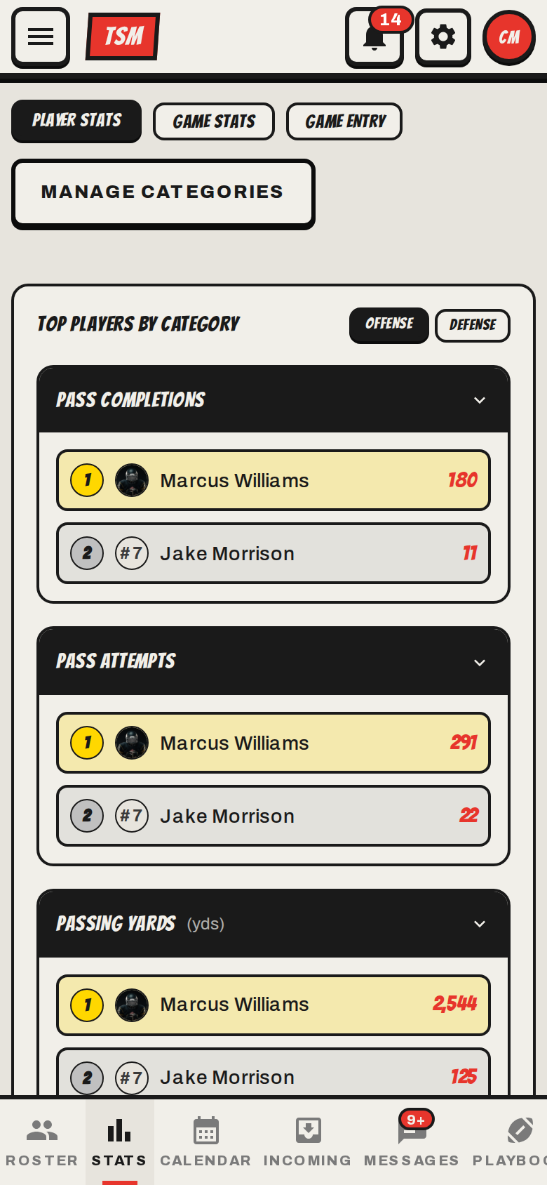 Stats on mobile